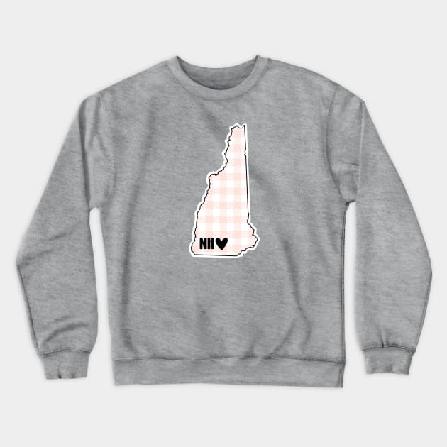USA States: New Hampshire (pink plaid) Crewneck Sweatshirt by LetsOverThinkIt